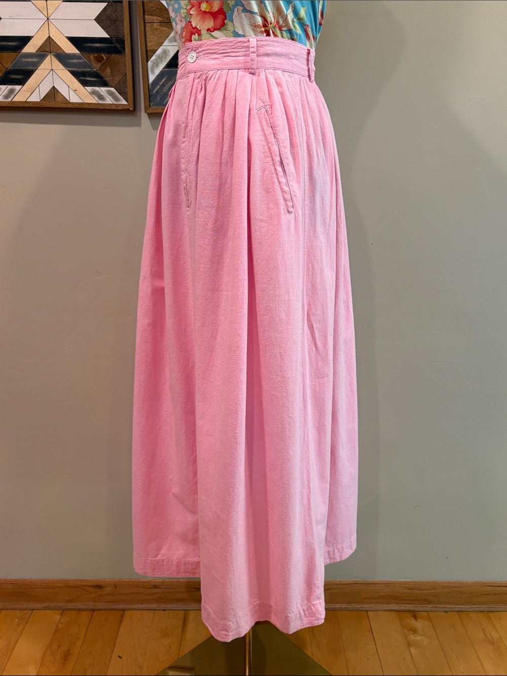 Vintage Ralph Lauren Blue Label Pink Cotton Pleated Maxi Skirt size 4 *As-Is* - Picture 5 of 16
